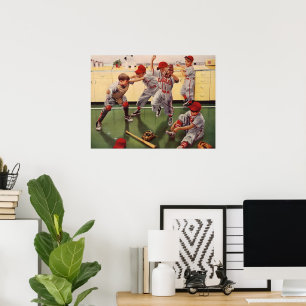 Poster Équipe vintage De Baseball Sports, Boys Roughhousi