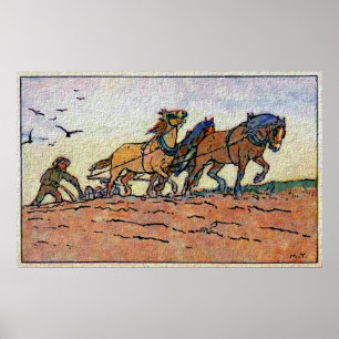 Poster Équipe vintage de charrue