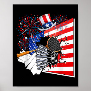 Poster Équipement de badminton Costume Drapeau Américain