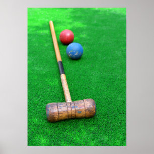 Poster Équipement de croquet sur gazon artificiel