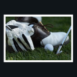 Poster équipement de golf<br><div class="desc">matériel de golf sur herbe</div>