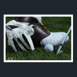 Poster équipement de golf<br><div class="desc">matériel de golf sur herbe</div>