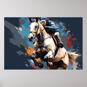 Poster Équitation Action Sport Peinture Art Abstrait