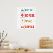 Poster Équitation Cheval Drôle Maman de Cheval Passionnée (Cuisine)