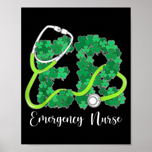 Poster Er Emergency Nurse Stethoscope St. Patrick's Day S (Devant)