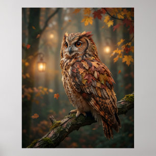 Poster Érable Chouette Automne Glow