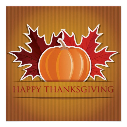 Poster Érable et citrouille de Thanksgiving (Devant)