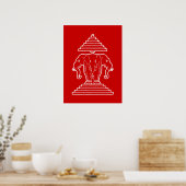 Poster Erawan Three Headed Elephant Lao / Laos Flag (Cuisine)