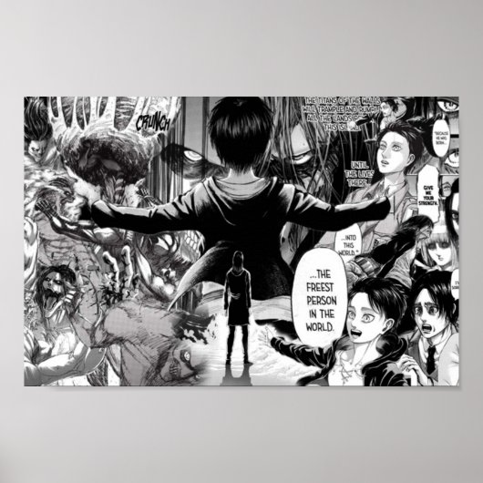 Poster Eren Jaeger collage manga (Devant)