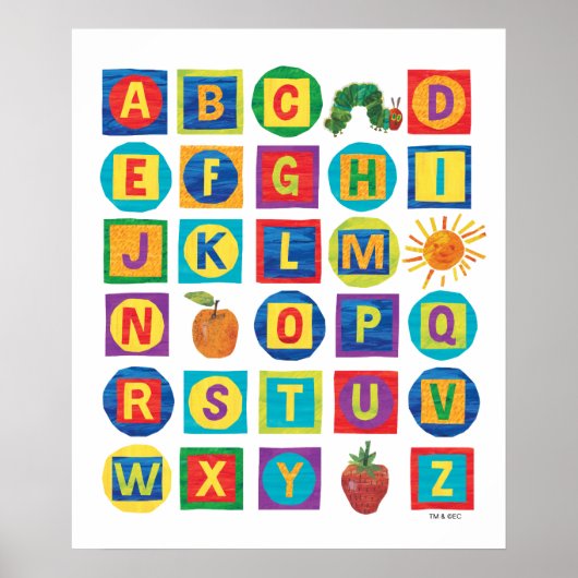 Poster Eric Carle | Motif de blocs alphabets (Devant)