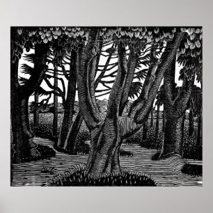 Poster Eric Ravilious Art, Woodland à l'extérieur de Flor