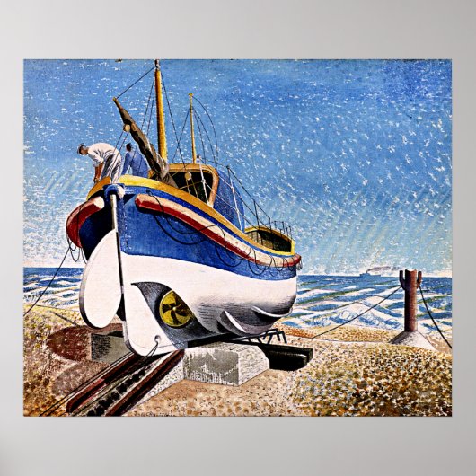 Poster Eric Ravilious - Bateau de sauvetage à Aldeburgh (Devant)