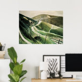 Poster Eric Ravilious - Chalk Paths, (Bureau à domicile)