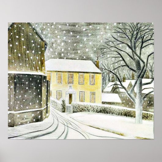 Poster Eric Ravilious - chemin Hallstead à neige, 1936 (Devant)
