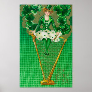 Poster Erin Go Bragh Femme sur la scène de la harpe