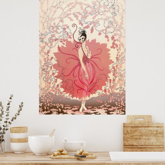Poster Erté - Dame rose (Cuisine)