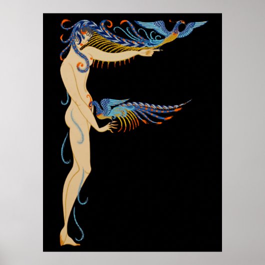 Poster Erté - La Lettre F de la Suite Alphabet, 1976 (Devant)