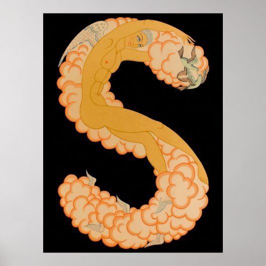 Poster Erté - La Lettre S de la Suite Alphabet, 1976 (Devant)