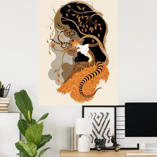 Poster Erté - Les Saisons, automne 1970 (Bureau à domicile)