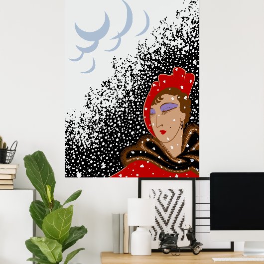 Poster Erté - Les Saisons, Hiver (Bureau à domicile)