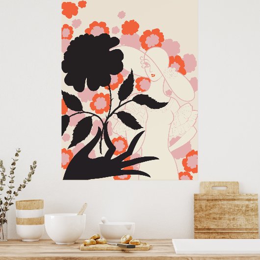 Poster Erté - Rose noir (Cuisine)