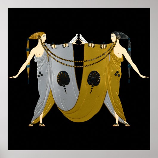 Poster Erté - Suite Légende, Soeurs [Version Nocturne] (Devant)