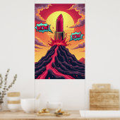 Poster Éruption du bâton de lèvres : Volcan d'art pop (Cuisine)
