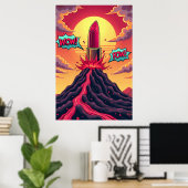 Poster Éruption du bâton de lèvres : Volcan d'art pop (Bureau à domicile)