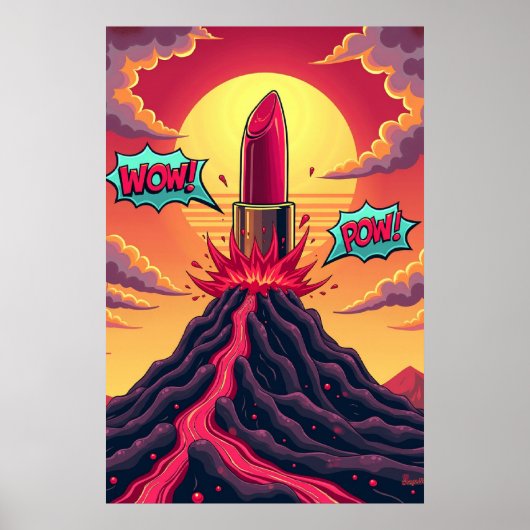Poster Éruption du bâton de lèvres : Volcan d'art pop (Devant)