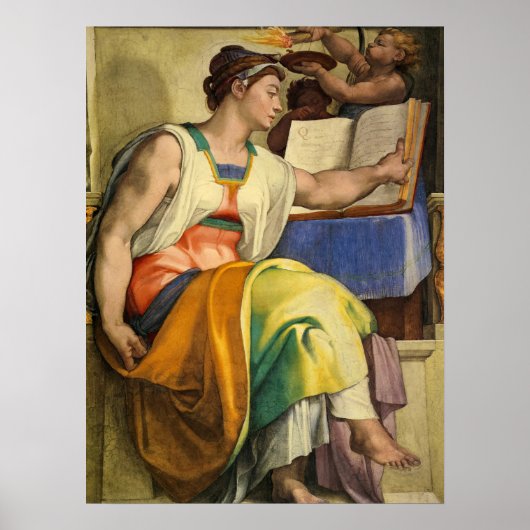 Poster Erythraean Sibyl par Michelangelo (Devant)