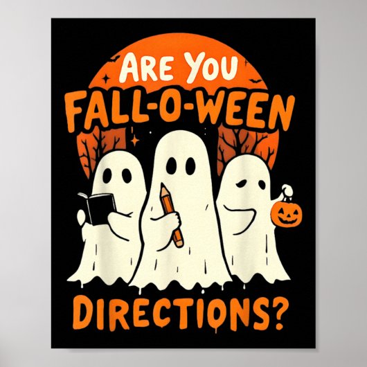 Poster Es-Tu Tombé O Quand Direction Halloween Enseignant (Devant)