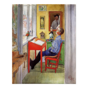 Poster Esbjorn Faire ses devoirs par Carl Larsson