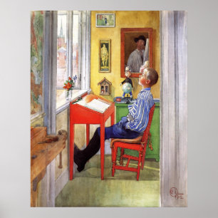 Poster Esbjorn Faire ses devoirs par Carl Larsson