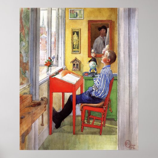 Poster Esbjorn faisant ses devoirs par Carl Larsson (Devant)