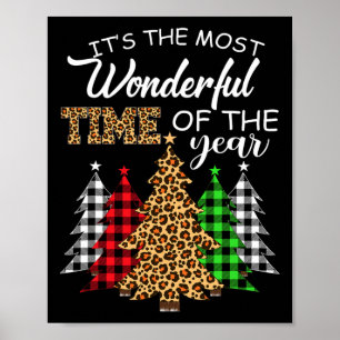 Poster Escadron de Noël Leopard Plaid Xmas Tree Family Ma