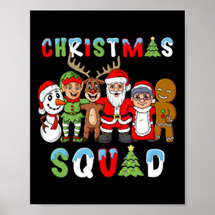 Poster Escadron de Noël Père Noël Reindeer Elf Boys Girls