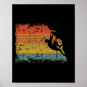 Poster Escalade de bloc vintage sur rocher