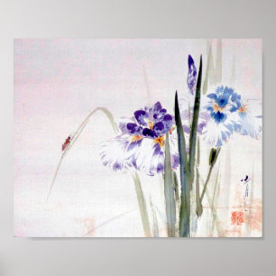 Poster Escalade de coléoptères sur Iris Leaf, Watanabe Se