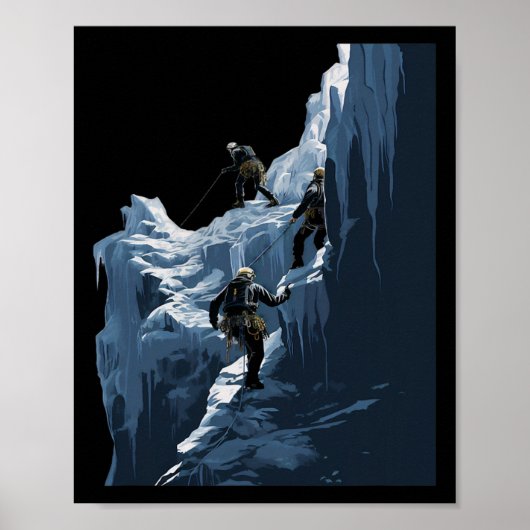 Poster Escalade de glace Grimpeur de glace Roche gelée Mo (Devant)