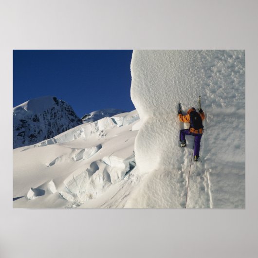 Poster Escalade de glace sur le glacier Tasman sous le mo (Devant)