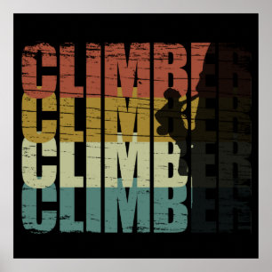 Poster Escalade de rochers grimpeur vintage