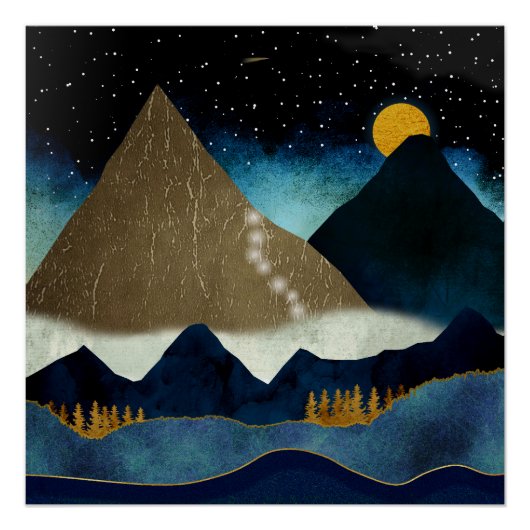 Poster Escalade en montagne d'or (Devant)