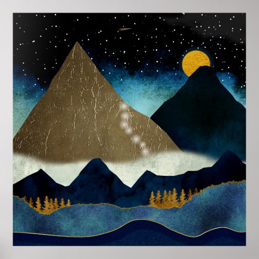 Poster Escalade en montagne d'or (Devant)