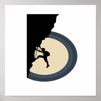 Poster Escalade homme de montagne à la silhouette de nuit