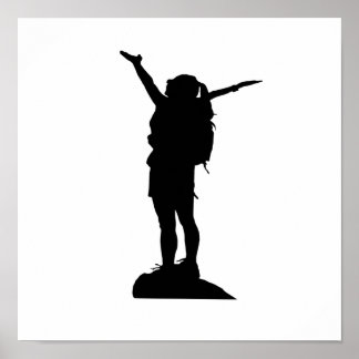 Poster Escalade montagne fille silhouette