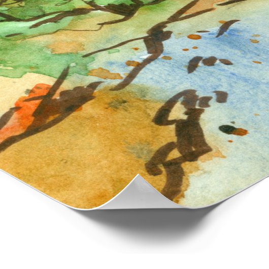 Poster Escalade Mountain Rock Paysage d'aquarelle (Coin)