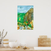 Poster Escalade Mountain Rock Paysage d'aquarelle (Cuisine)