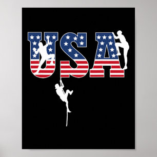 Poster Escalade Sportive Drapeau Usa Fier Américain Patri