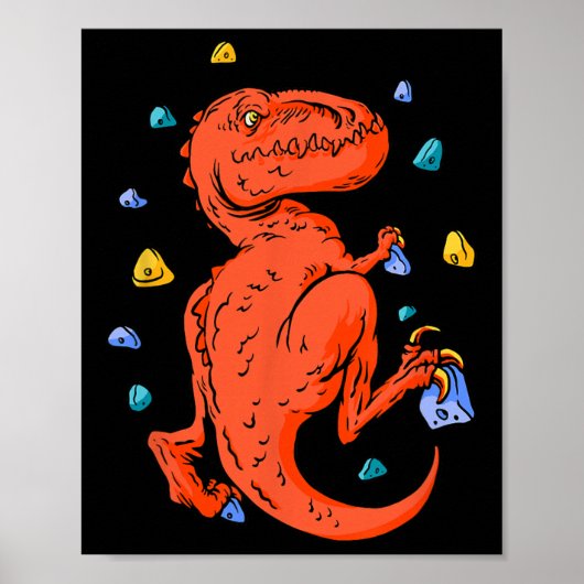 Poster Escalade T-rex Dino Bouldering (Devant)