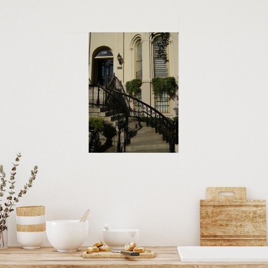 Poster Escalier à Savannah, Géorgie (Cuisine)